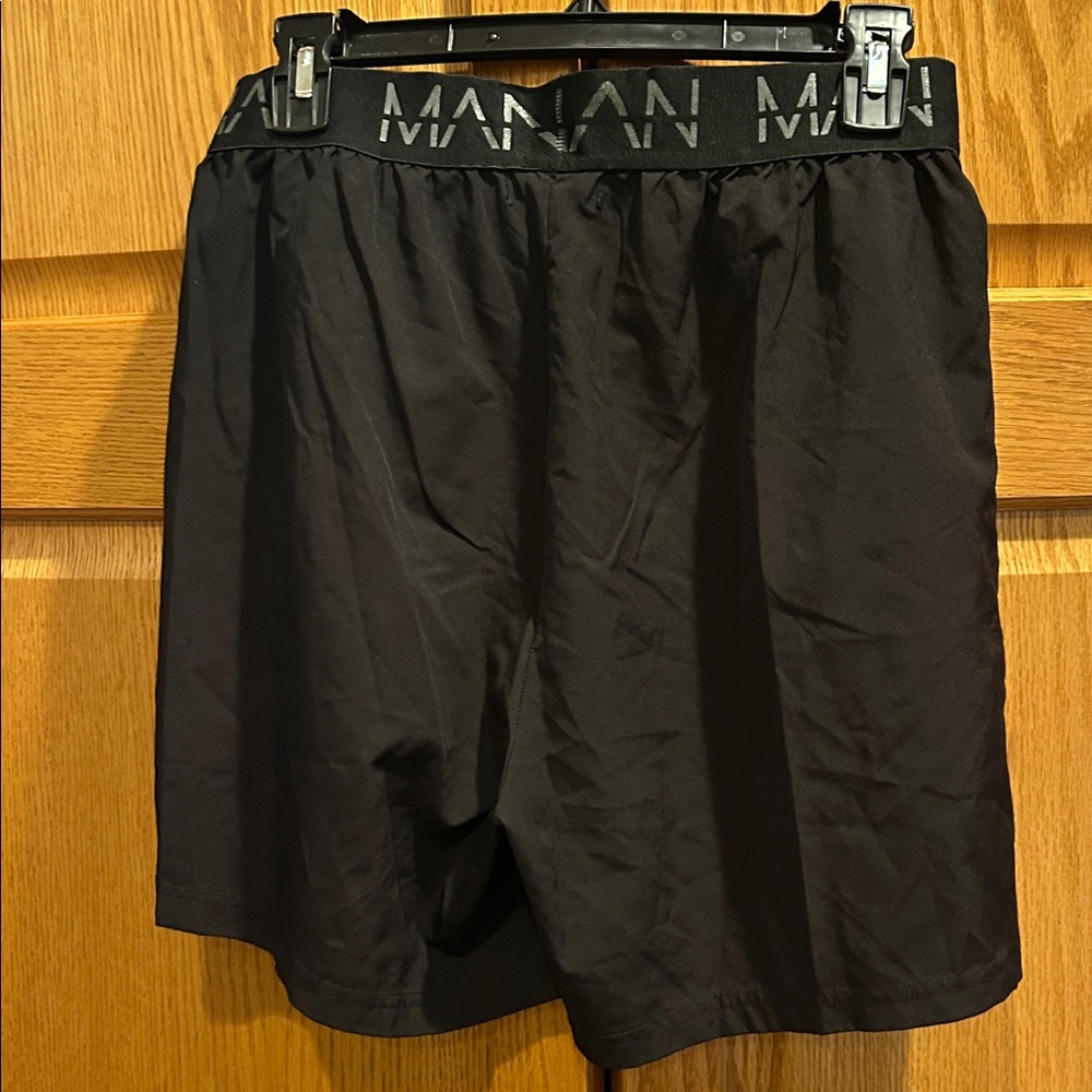 Boohoo Man Black Athletic Shorts with Logo no lining - Picture 2 of 2